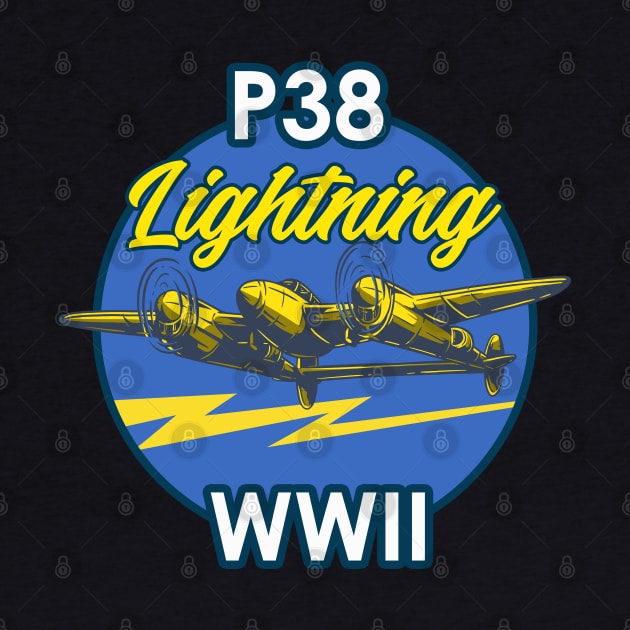 P-38 Lightning WWII Vintage Aircraft by Mandra